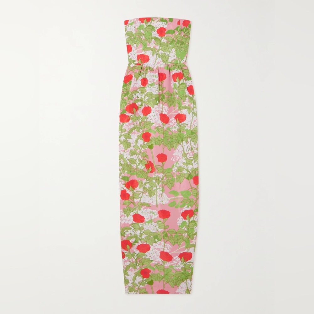 BERNADETTE Lena strapless floral-print taffeta gown